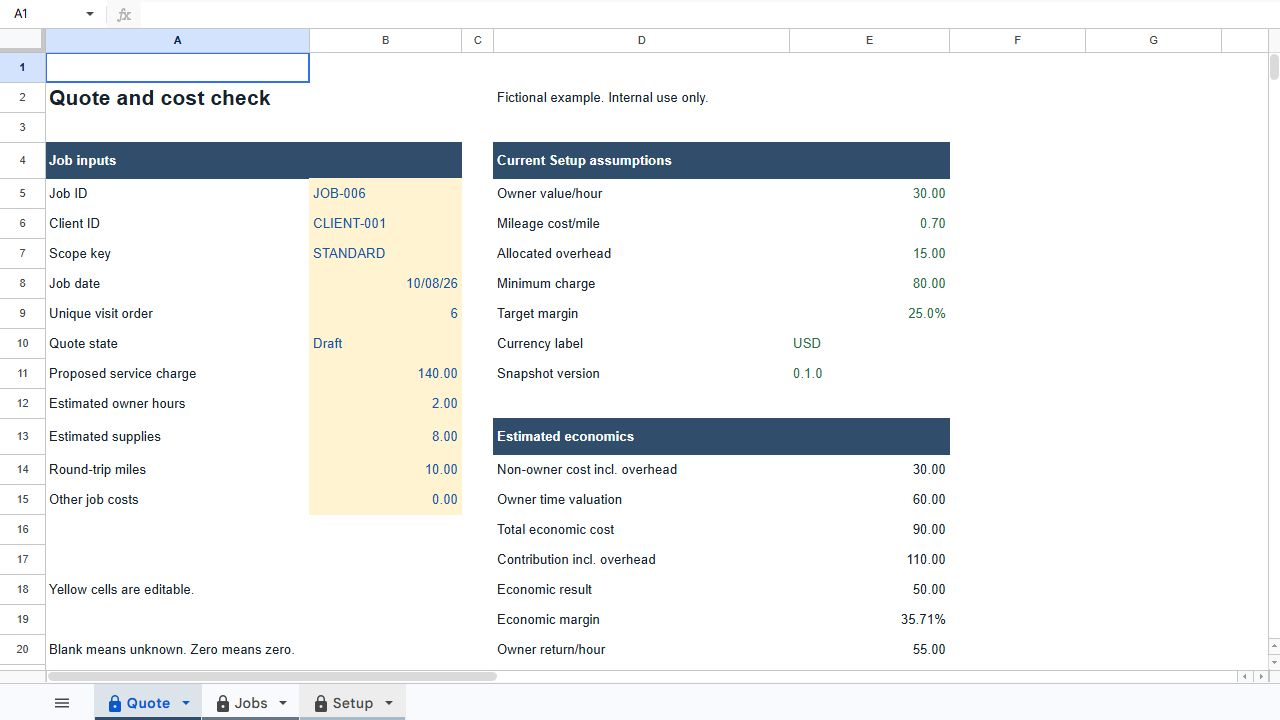 Cleaning Quote & Job Profit Workbook product preview