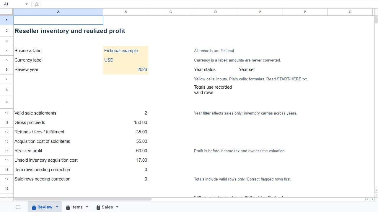 Reseller Inventory & Profit Tracker product preview